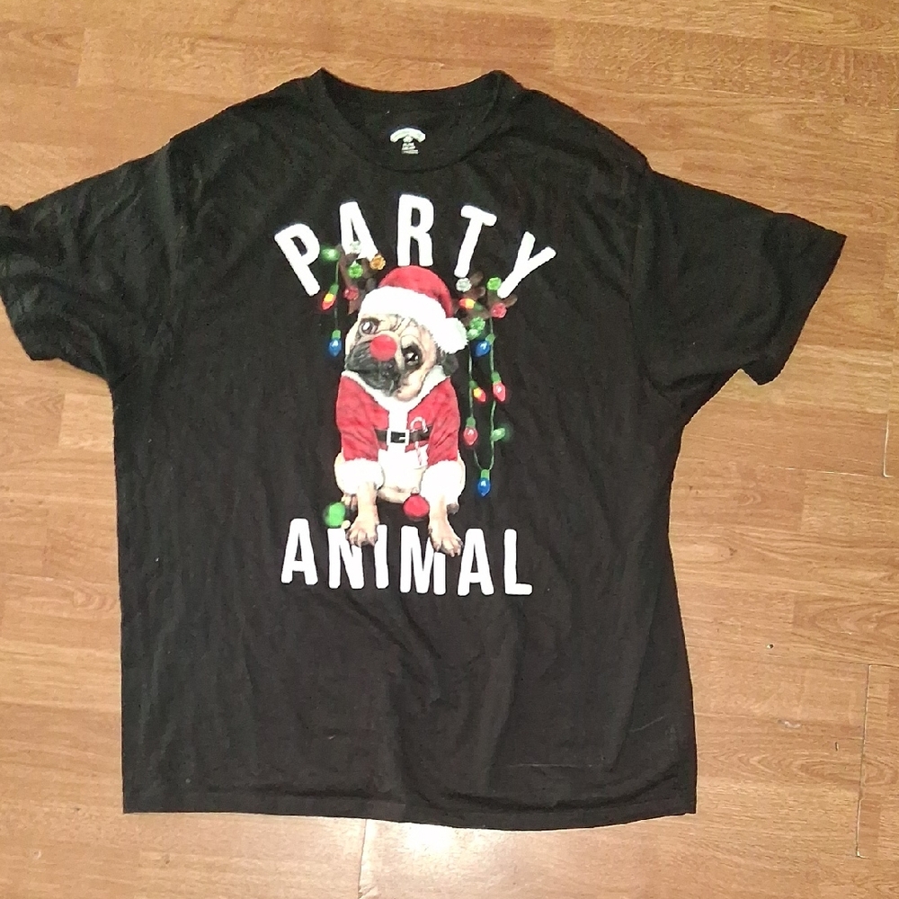 🛍 Ugly Christmas Pug Party Animal Holiday Time Black T-Shirt